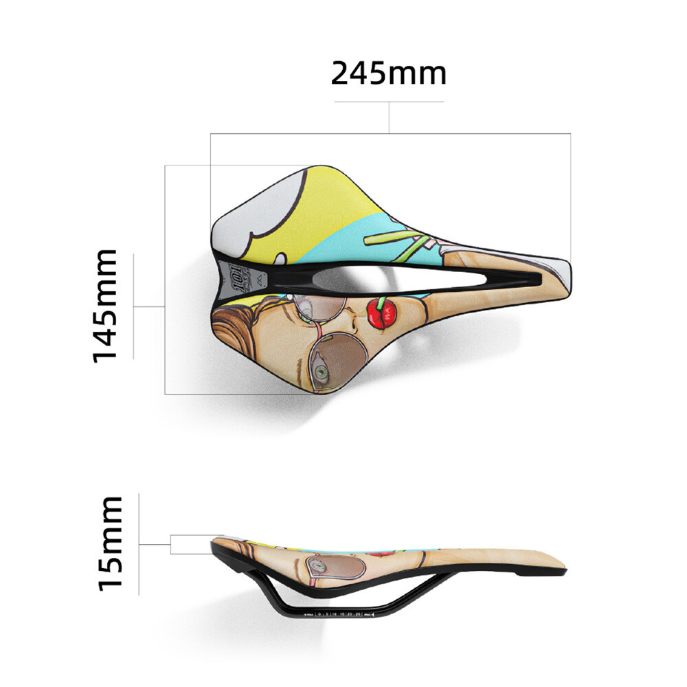 Bicycle Saddle Graffiti Printed Short Nose Bike Seat Ergonomic Cut Out