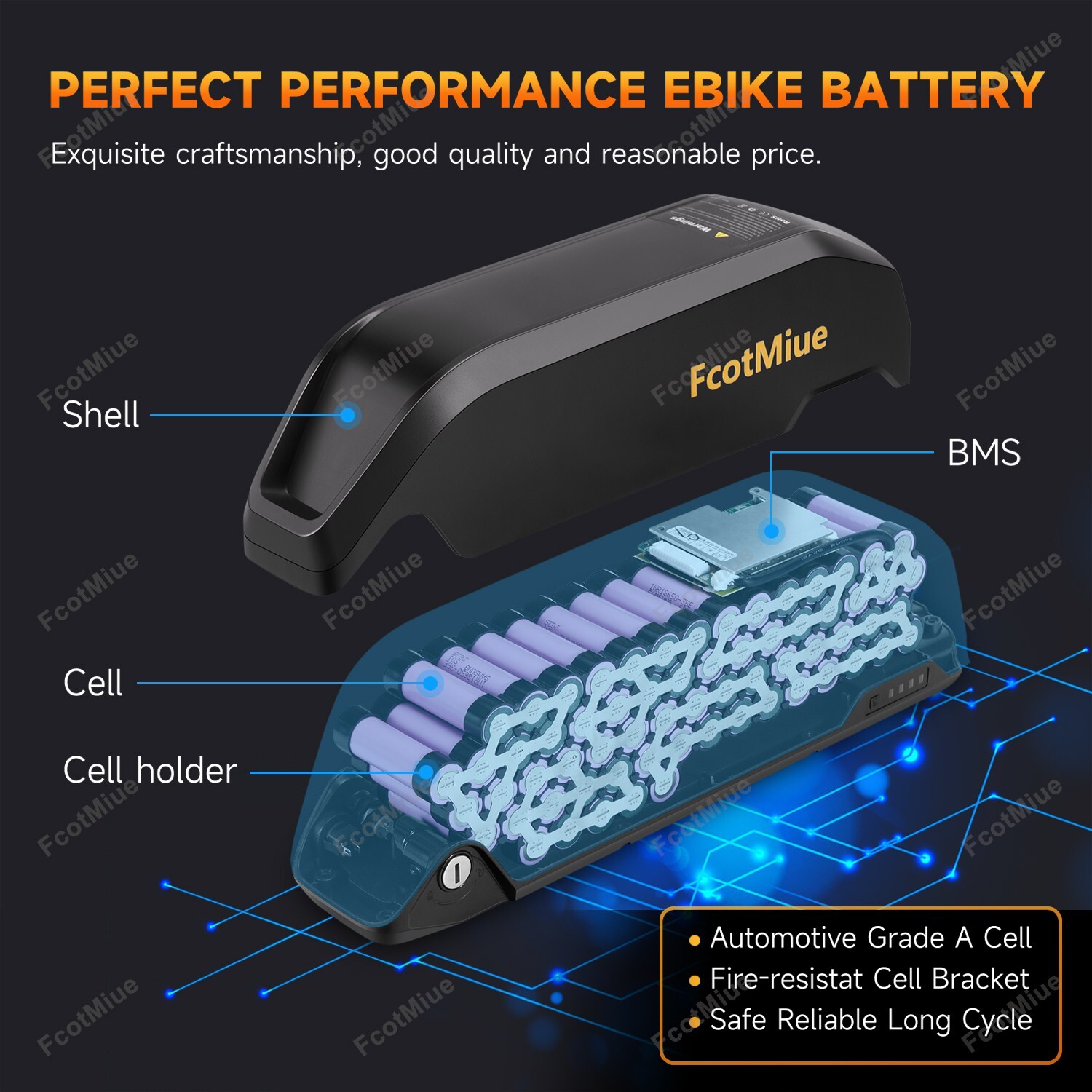 36V 10Ah Ebike Lithium ion Battery Pack for Electric Bicycle 250W 350W 500W
