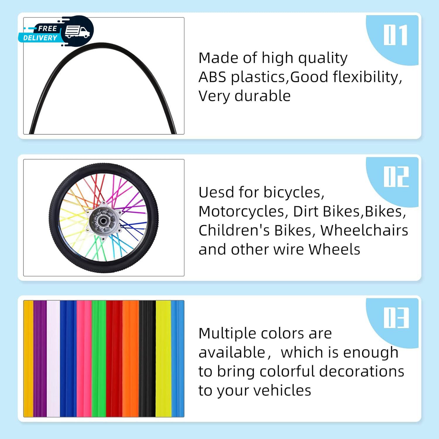 Spoke Skins Spoke Covers: 8-21 Inch Rims Protector & Decoration for Dirt Bike