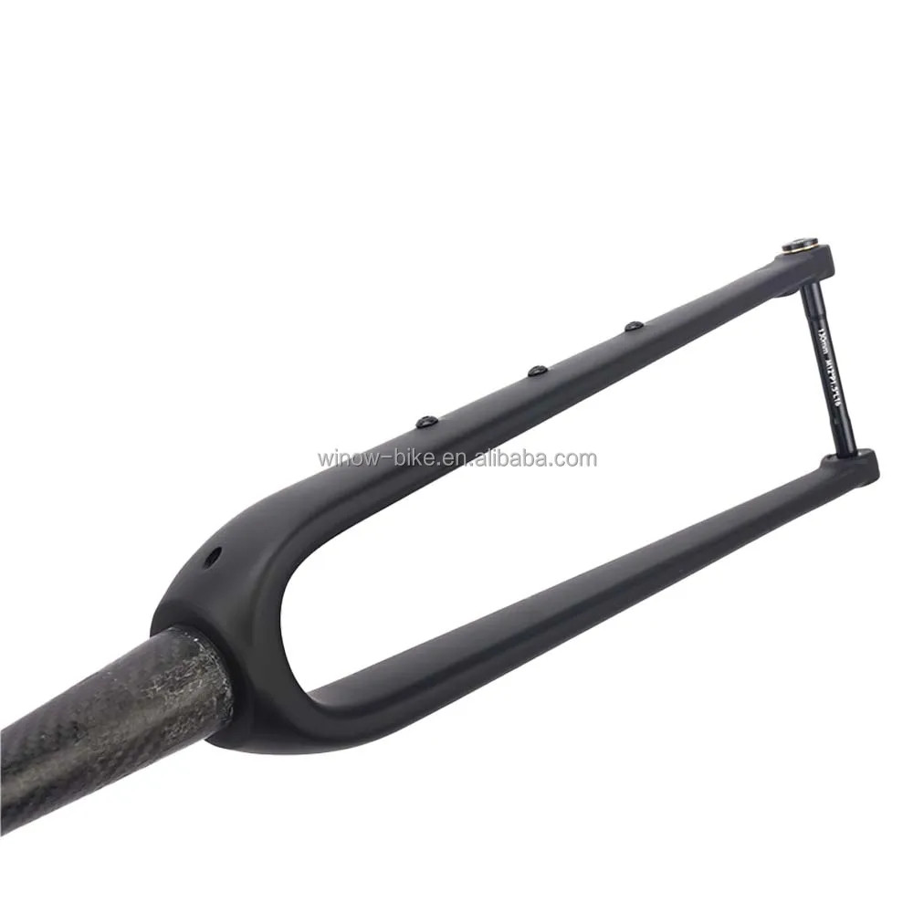 Carbon Gravel Road Bike Fork 700C 100*12mm Thru Axle Tapered Tube Disc Brake