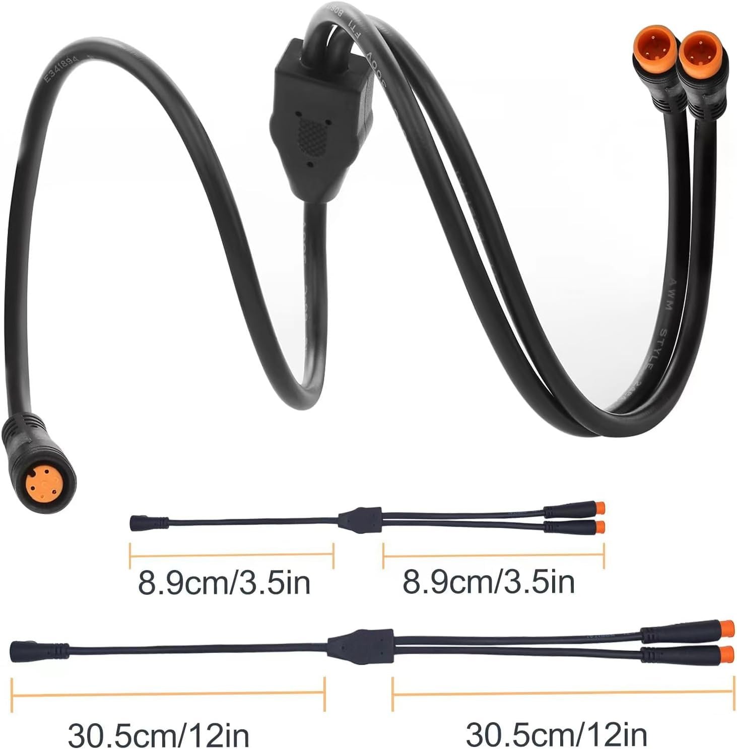 Y-Split Extension Cable 1T2 Wire 3pin with Waterproof Connector for Ebike Lig…