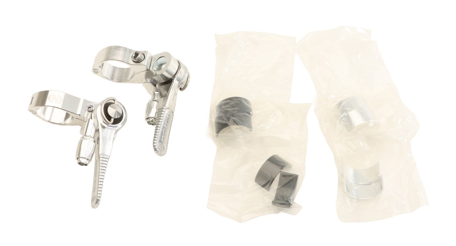 Dia-Compe ENE Thumb Shifters PAIR 2-3S Left x 8-9-10S Right Silver NEW NOS NIB