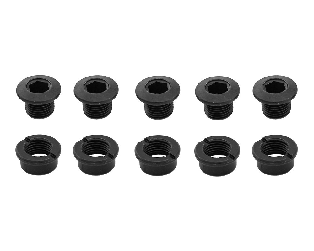Alta Bike Bicycle Single Chainring Bolts M8 x 6mm – Set of 5 – Black