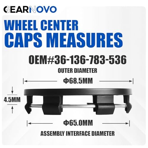 2.7Inch 68MM Wheel Center Caps for BMW 3 Outer 69MM , Inner 65MM Matte Black