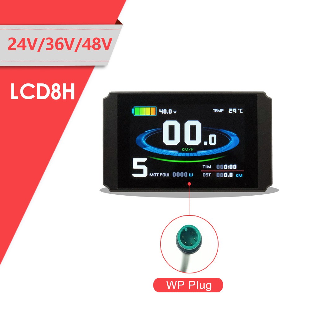 KT-LCD8H KT Color LCD Display Screen e-Bike Waterproof Plug Meter 24V/36V/48V