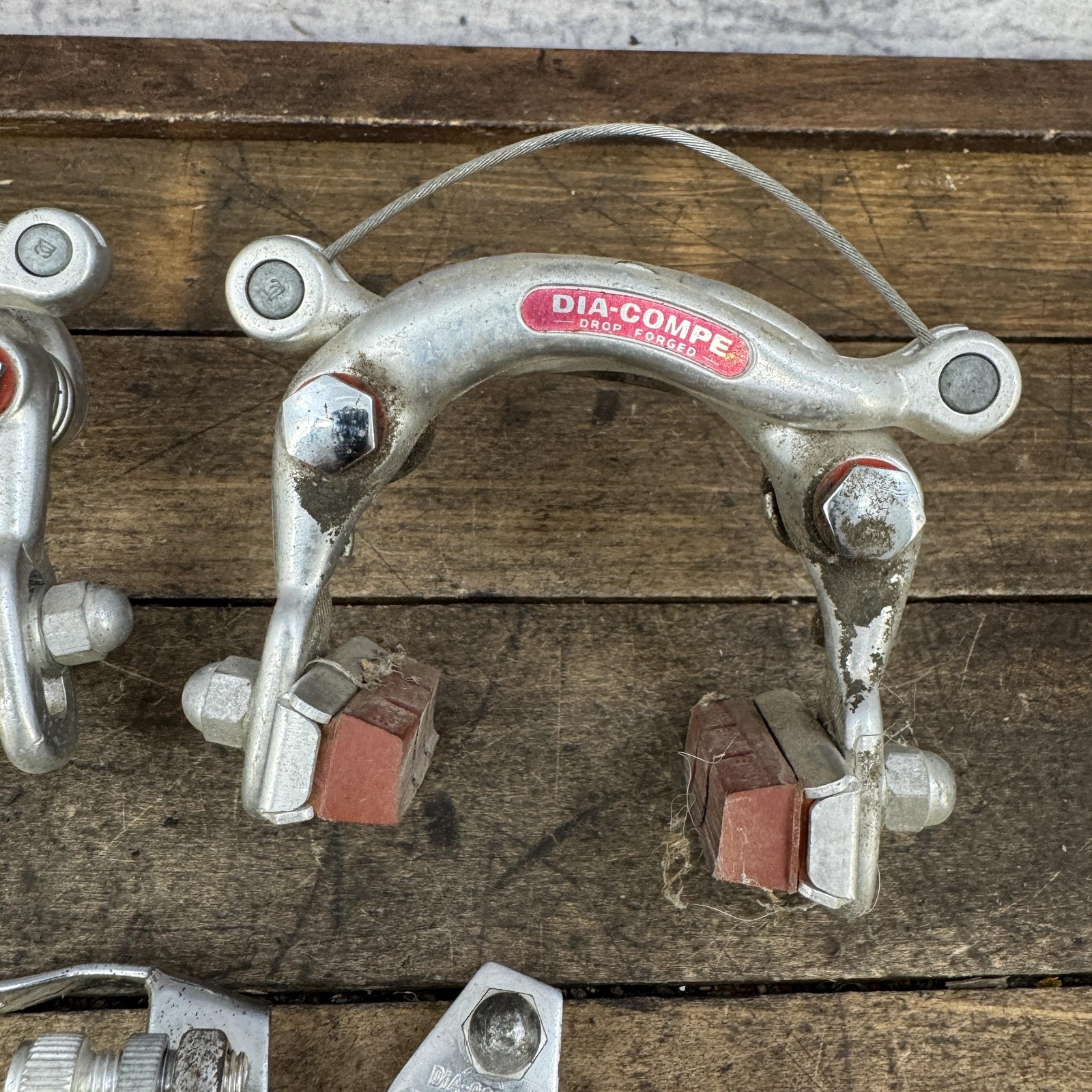 Vintage Dia Compe Center Pull Brake Caliper Set Clamp On Yoke Cable Clips