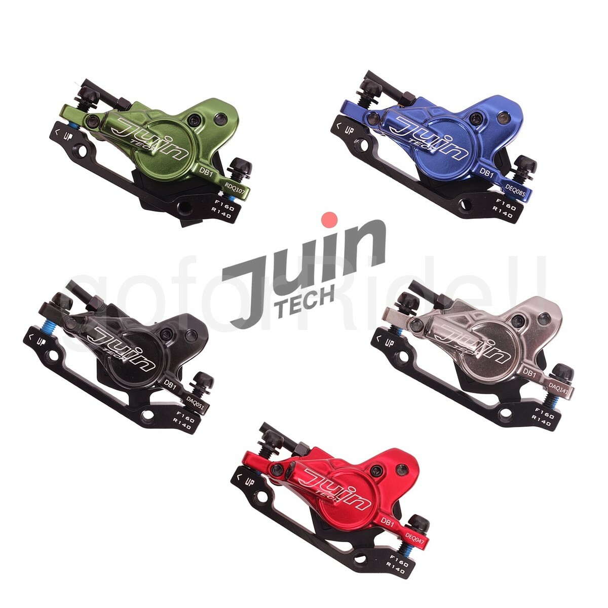 Juin Tech DB1 MTB Mountain Bike Bicycle Disc Brake Set Black/Red ..+160mm Rotors