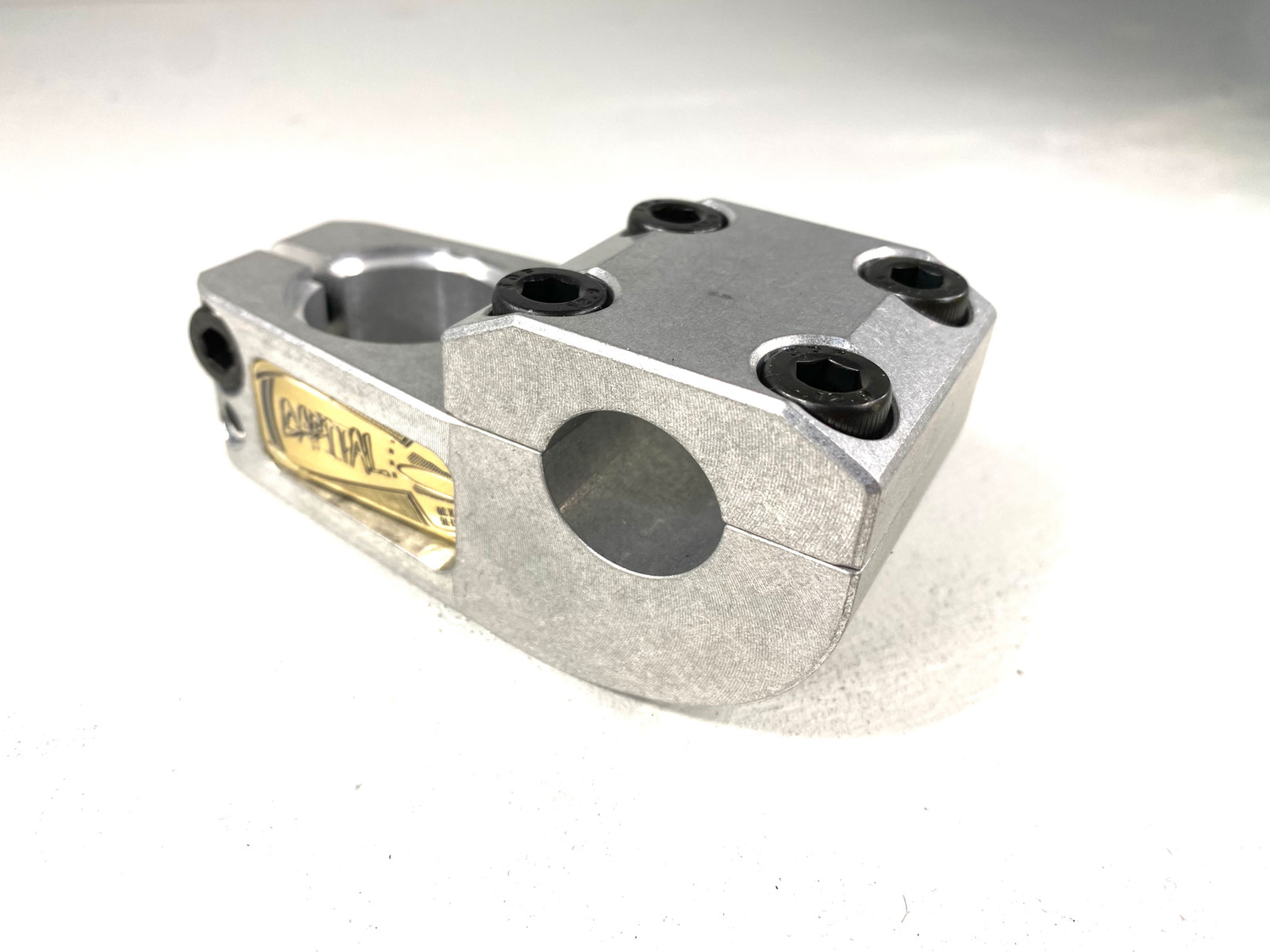 Capital Mortar BMX Stem – SAMPLE Blasted Raw w/ Brass Badges 50mm