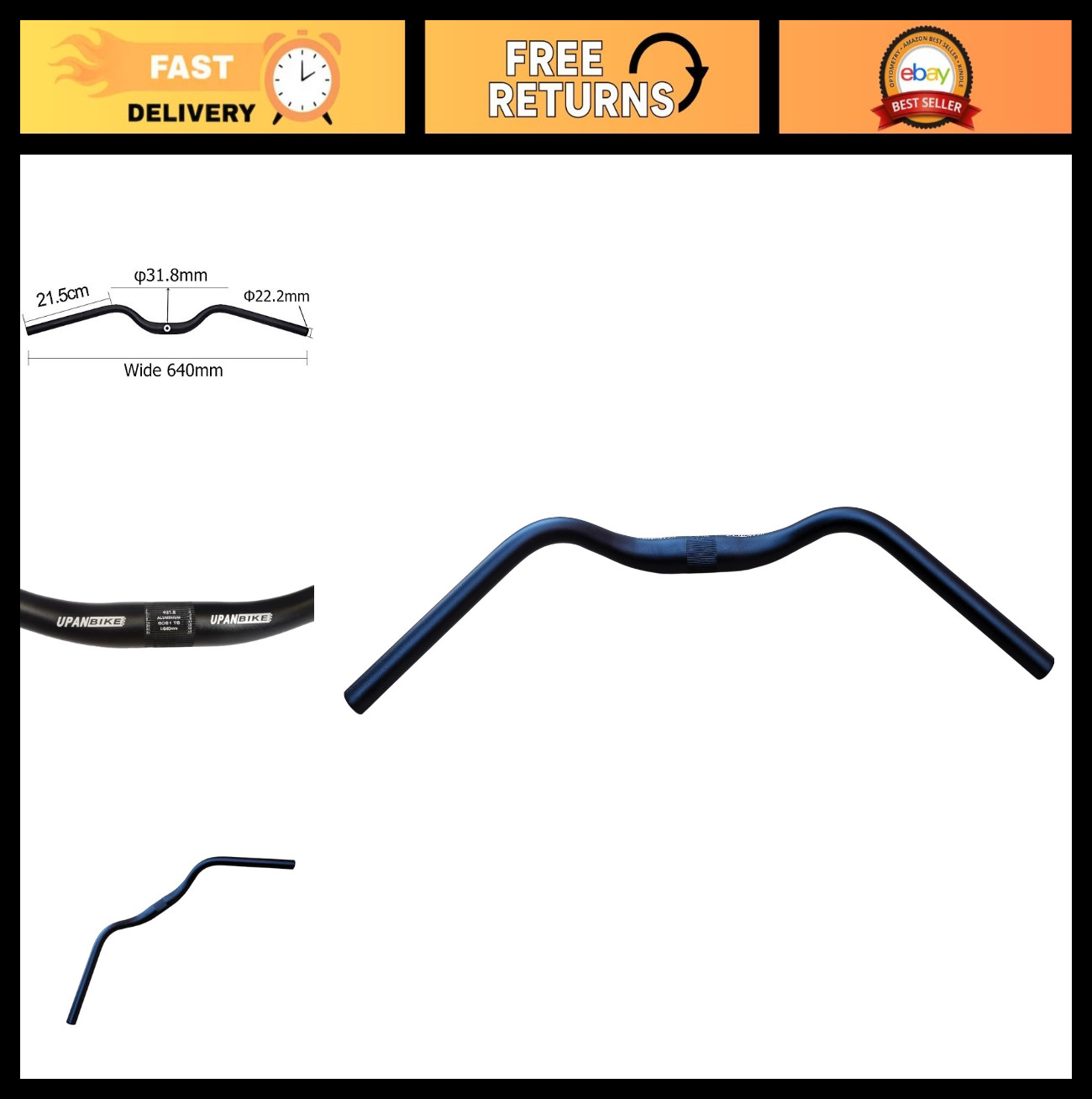 Urban Road Bike Retro Moustache Handlebar 31.8mm Wide 640mm for Comfort & Style