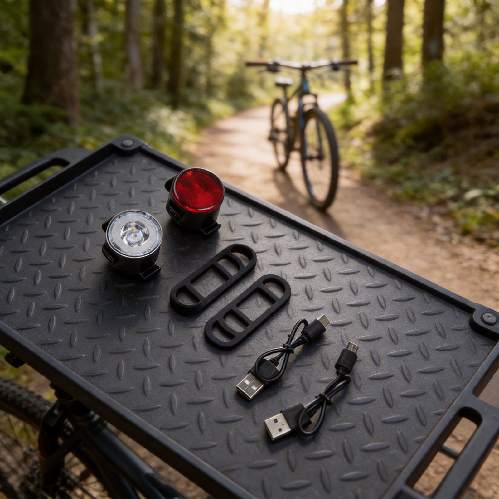 Waterproof LED Bike Lights Set USB Rechargeable Front and Rear Safety Lighting