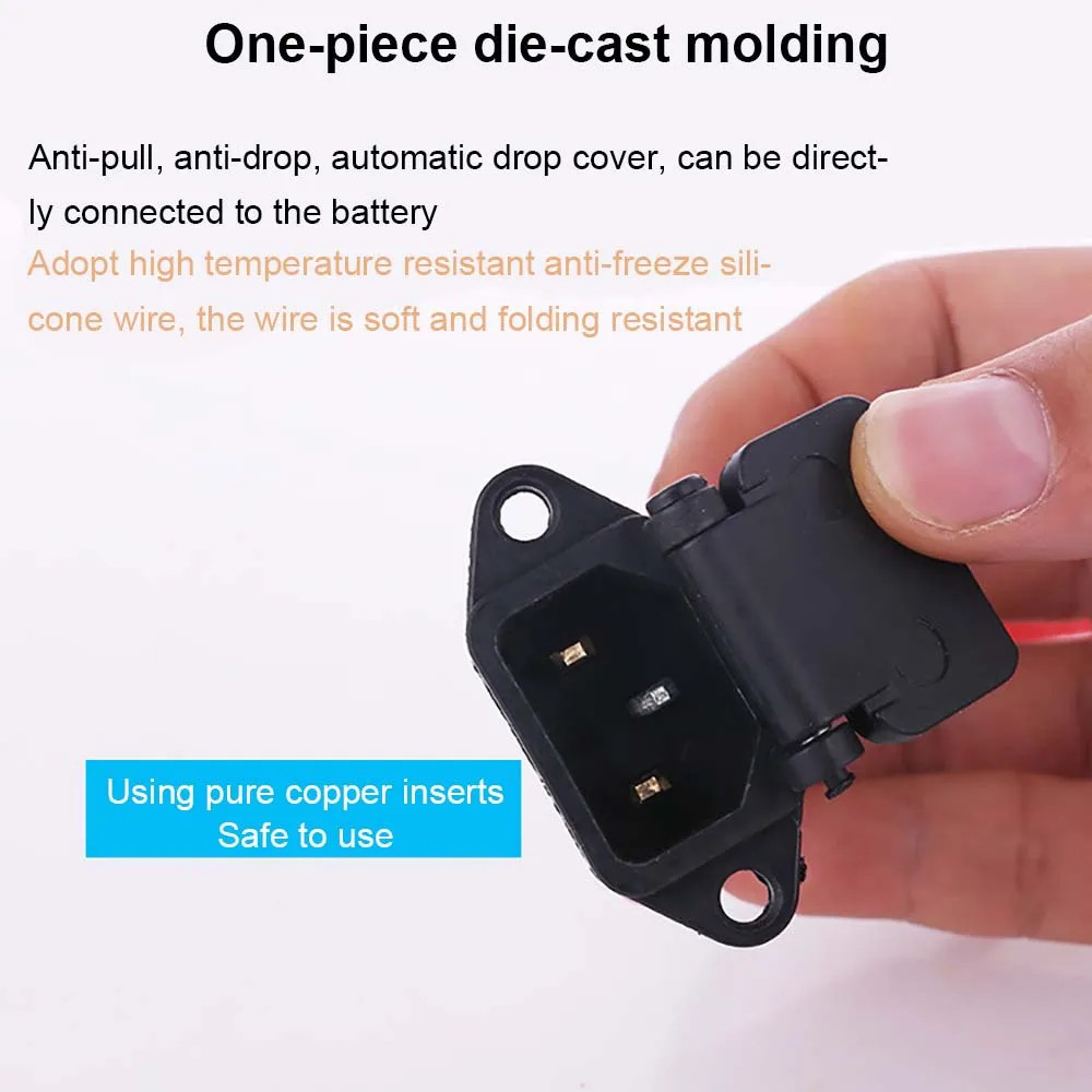 Electric Bike Battery Charging Socket Male / Female plug Battery Charger cable