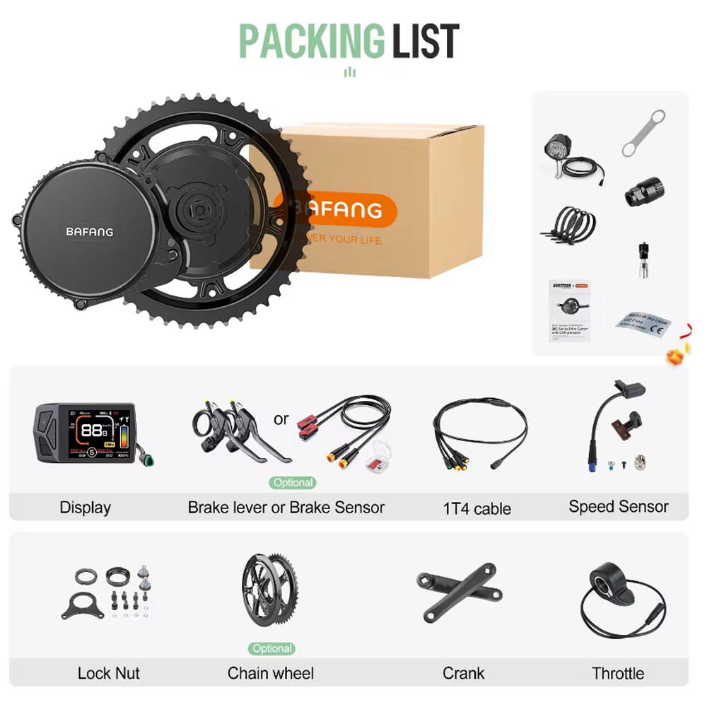48V750W Bafang Mid Drive Motor Kit 68-100mm DIY Electric Bike Conversion Kits US