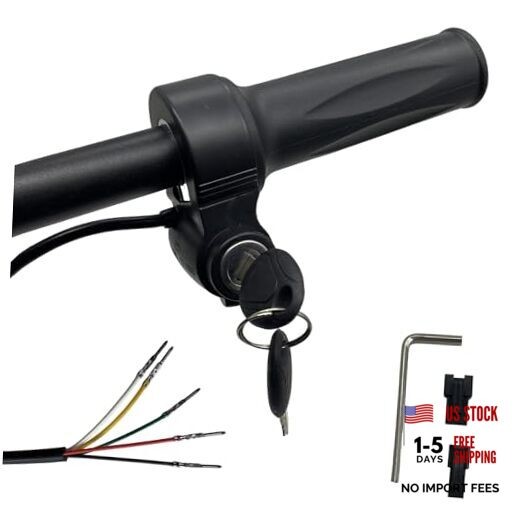 Ebike Full Twist Throttle with Key Ignition 5 pin, 12v-72v Universal Voltage,
