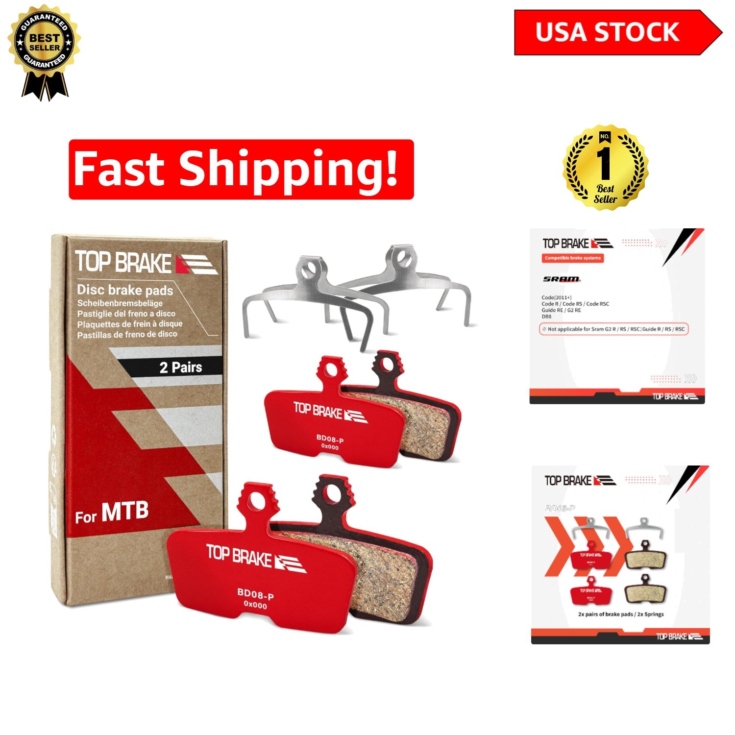High-Performance SRAM Brake Pads – Durable Ceramic, 2 Pairs for Ultimate Safety