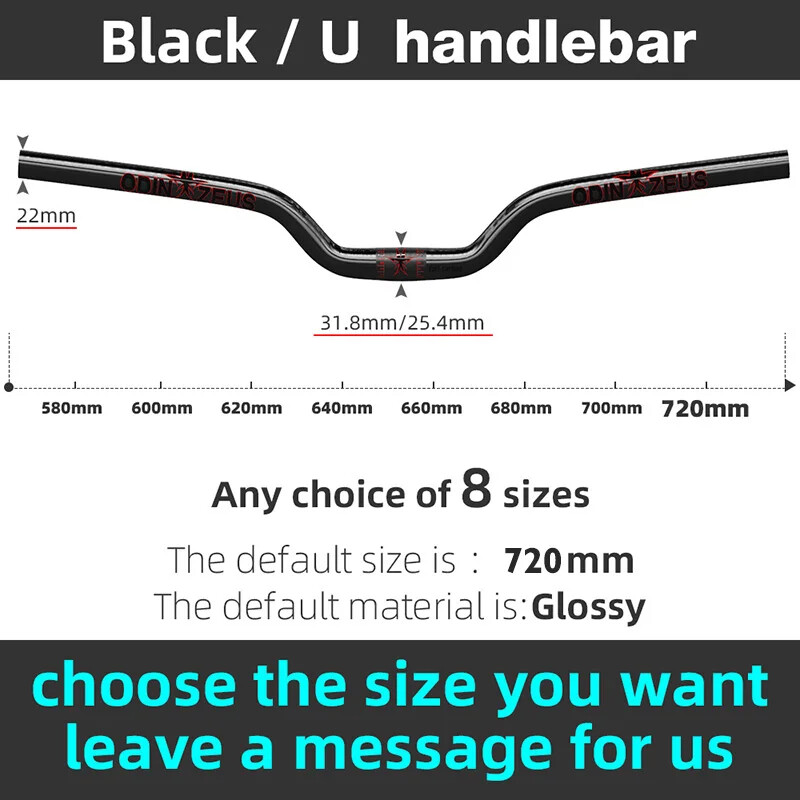 MTB Bicycle Handlebar Full Carbon Fiber Riser Bar 580-720mm Diameter 31.8/25.4mm