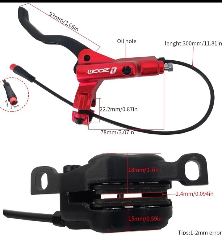 Zoom HB876E Hydraulic Disc Brakes Set 4-Pistons E-Bike Electric Bicycle