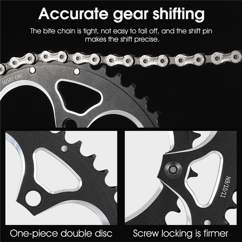 WEST BIKING Road Bike Chainring 110BCD 34T/50T Tooth Plate 8/9/10/11 Speed Red