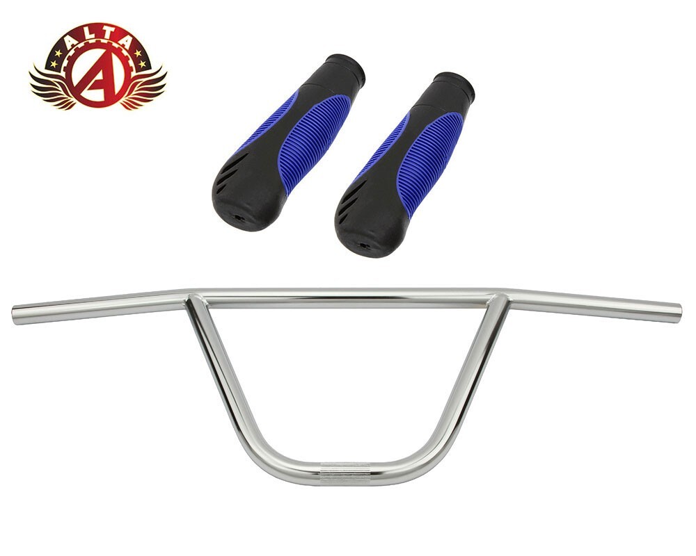 ALTA CW PRO Old School Classic Chrome Handlebar W/ 135MM SPORTY ERGONOMIC GRIPS.