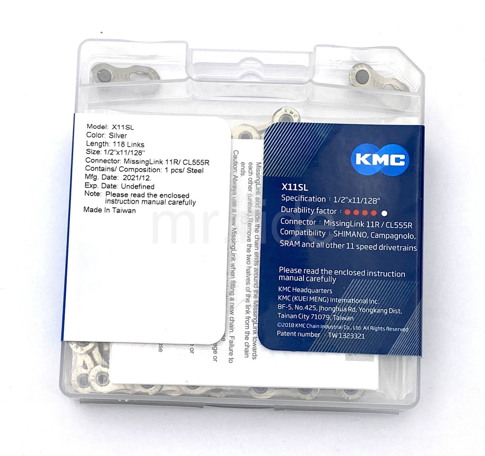KMC X11SL Super Light Bike Chain 11-Speed Shimano/Sram 118 Links Silver