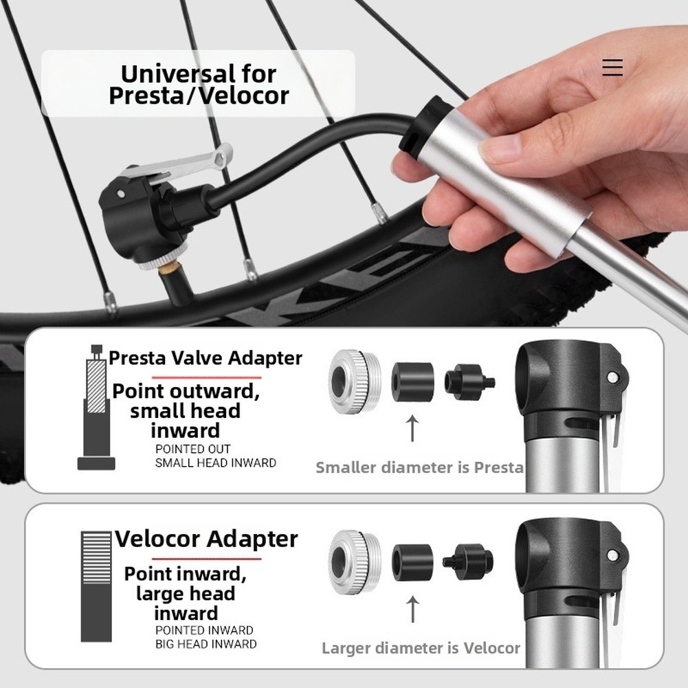 120 PSI Aluminum Alloy Bike Pump Lightweight Portable for All Bicycle Types