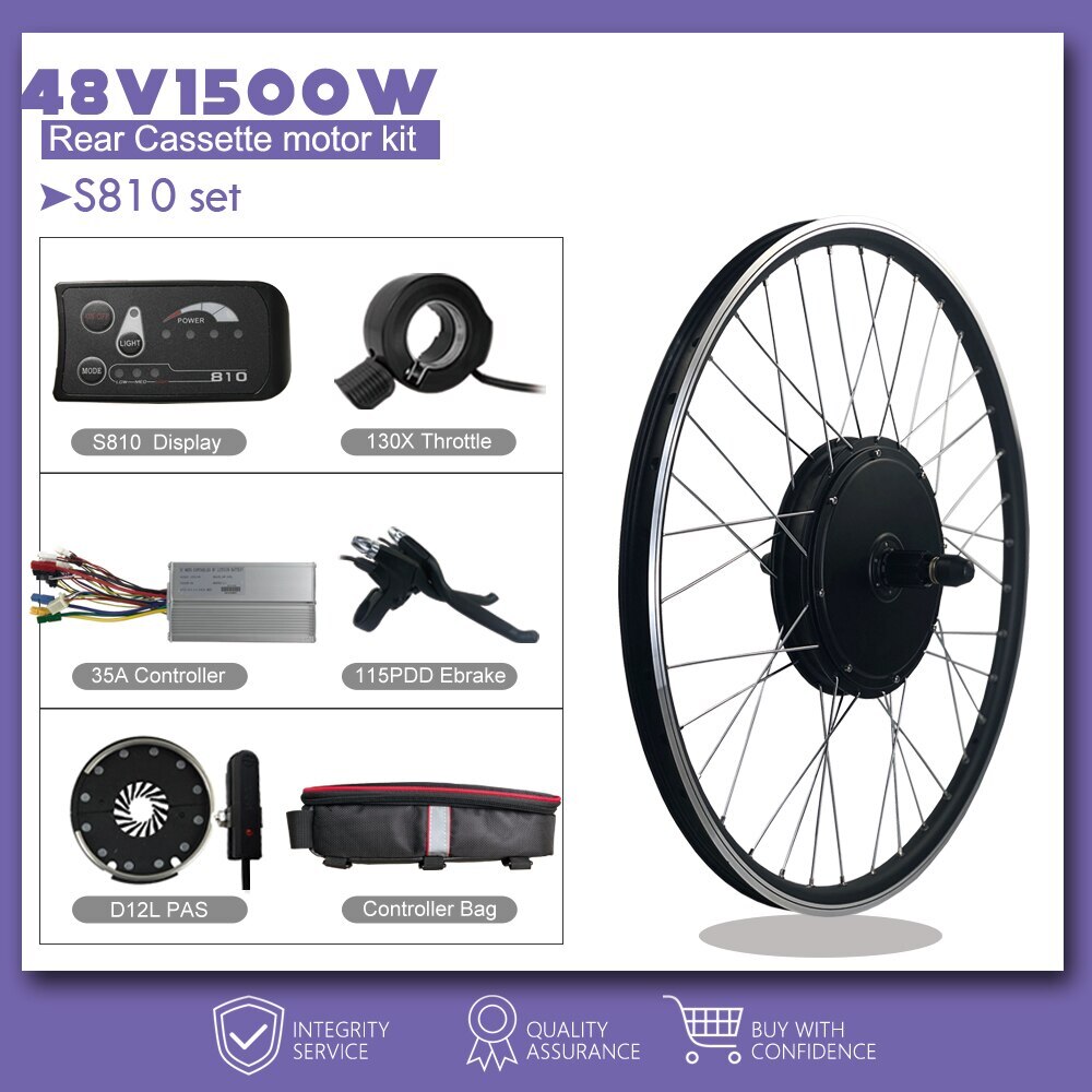 48V 1500W Electric Bicycle Conversion Kit Rear Cassette Wheel Hub Motor