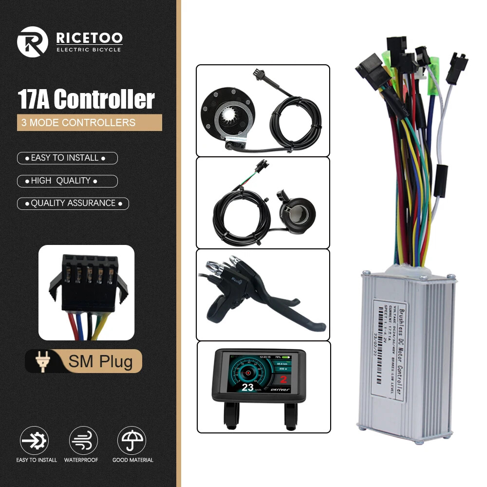 Ebike 17A26A30A40A 3-Mode Sinewave Controller 24V36V48V Motor LCD UKC1+Display