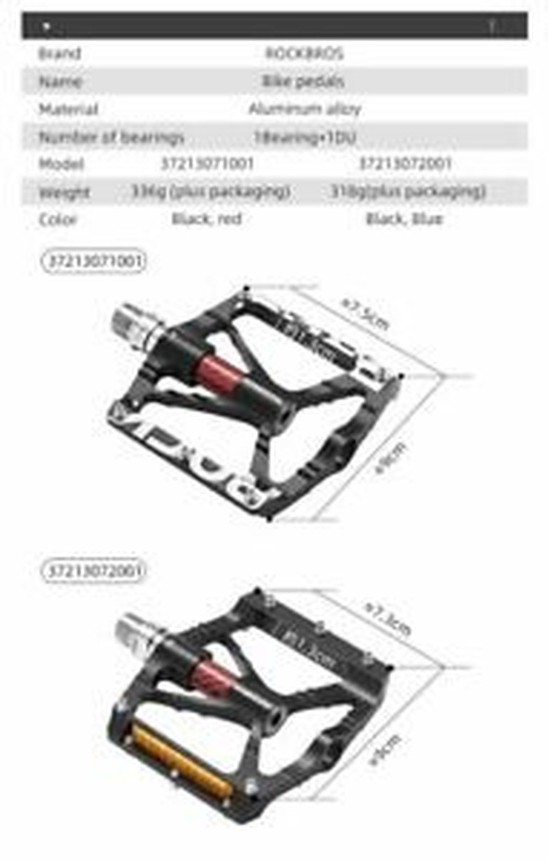 ROCKBROS Bike Pedals MTB Aluminum 9/16″ Sealed Bearing Platform Bicycle Pedals