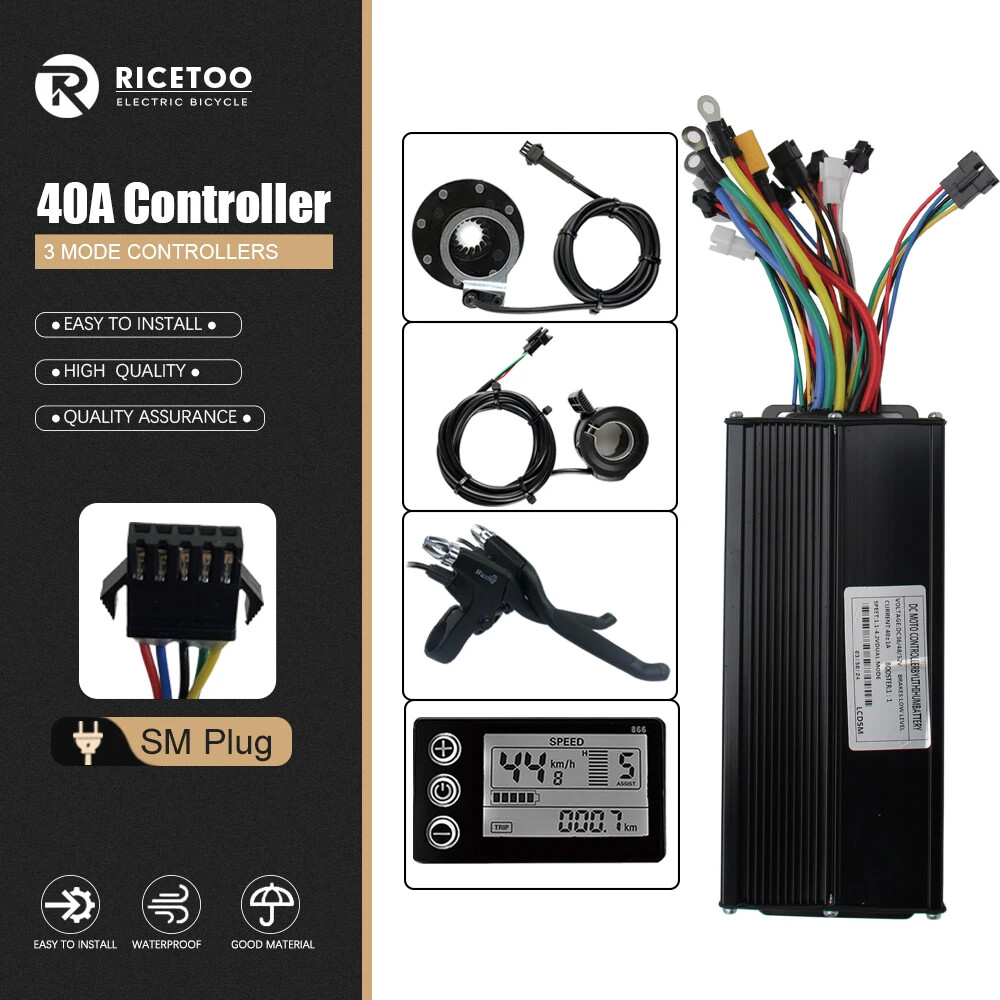 3-mode Sine Wave E-bike Brushless Controller 36V 48V 17A/26A/30A/40A 250W-2000W