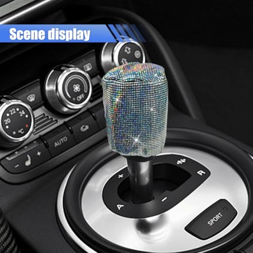 2PCS Car Hand Brake Cover and Gear Shift Knob Cover, Bling Crystal Silver