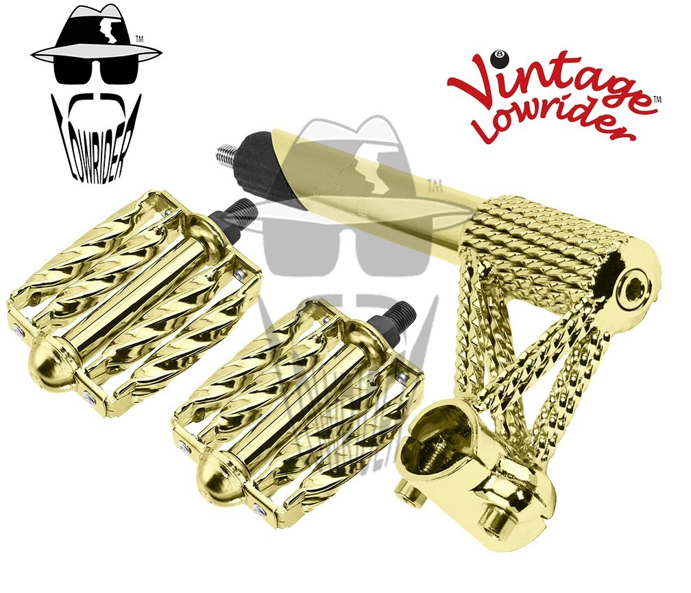 Vtf LOWRIDER Line Twisted 22.2 Stem & Double Square Twisted 1/2 Pedals Gold