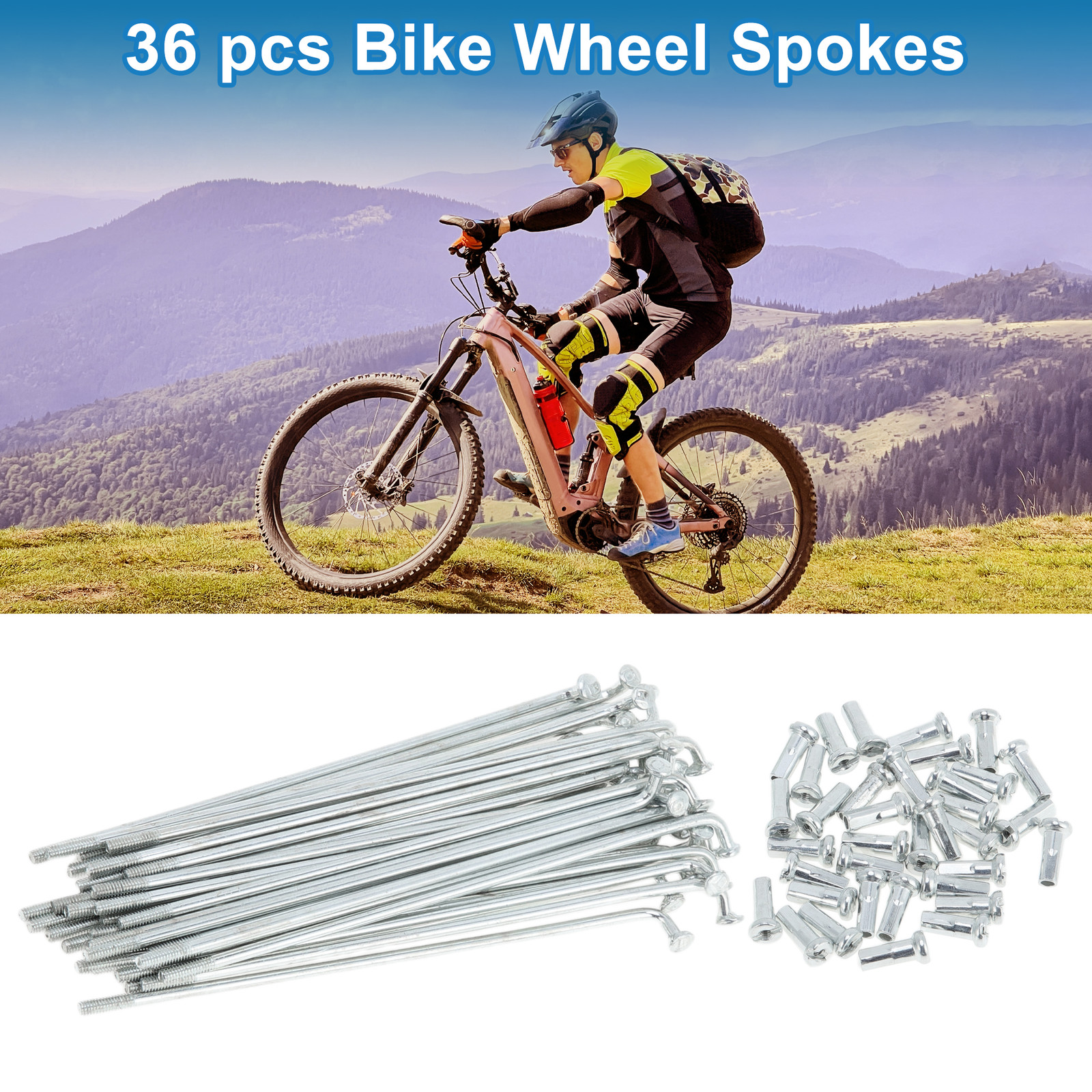 36 Set 14G Bicycle Spokes 89mm Bike Wheel Spokes Galvanized Carbon Steel