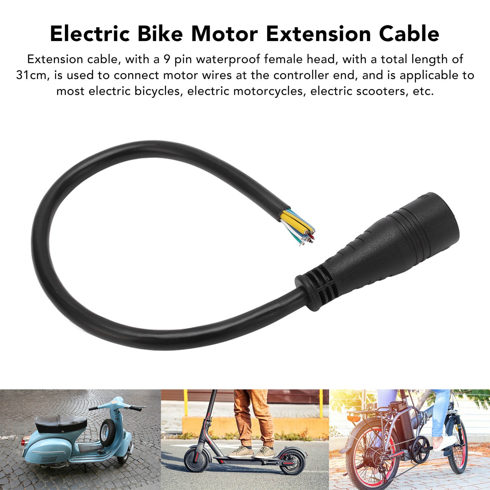 NEW 9 Pin Waterproof Motor Extension Cable Durable Conversion Line For Electric