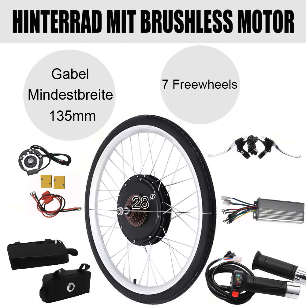 28″ 48V 1000W Electric Bicycle Motor Conversion Kit Rear Wheel E-Bike Hub Motor