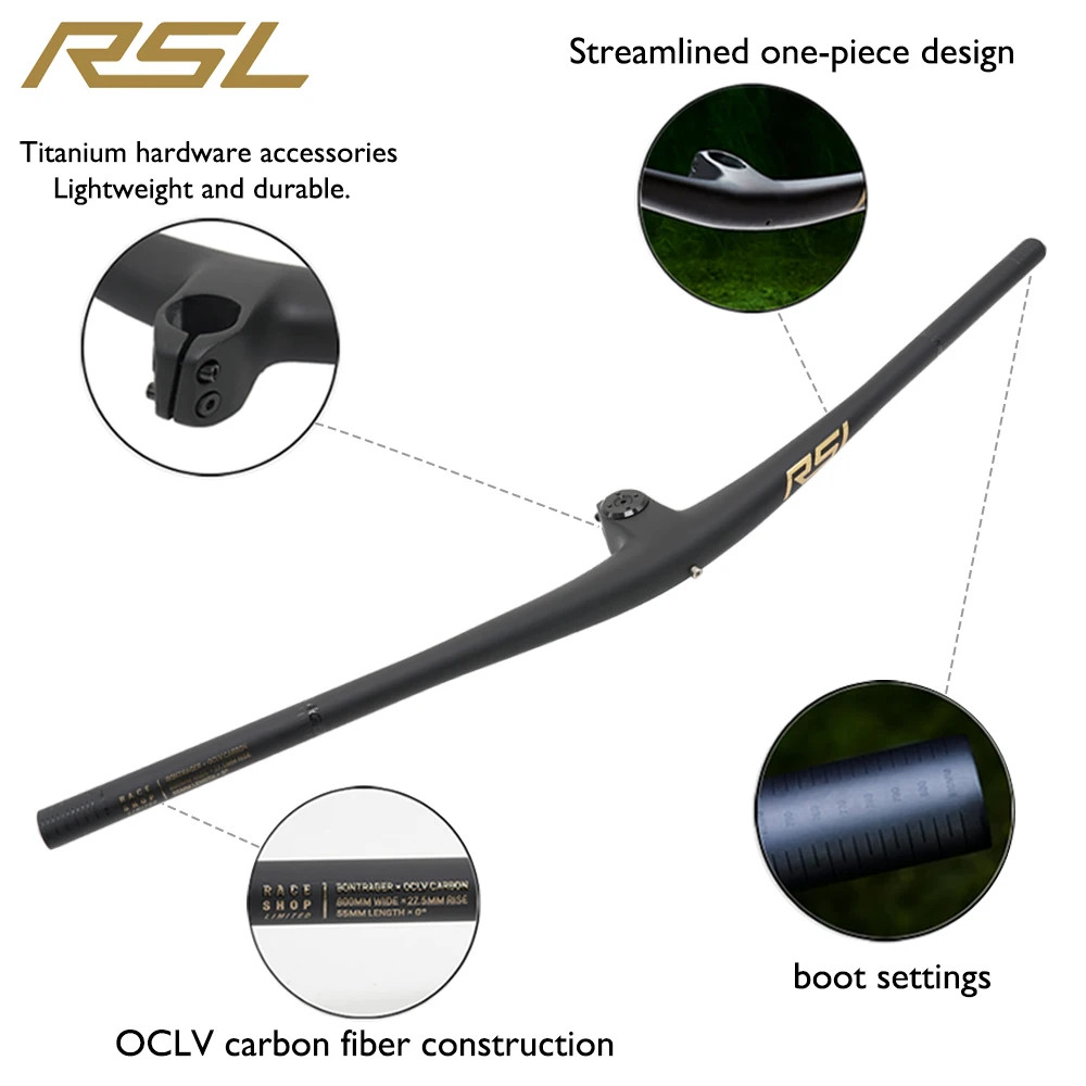 MTB Carbon Fiber Integrated Handlebars 28.6mm Rise 27.5mm 35/45/55mm 800mm