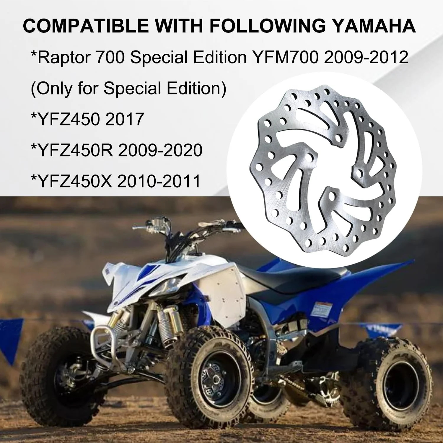 Rear Brake Rotor Disc Direct Replacement Compatible with Yamaha ATV Raptor 700