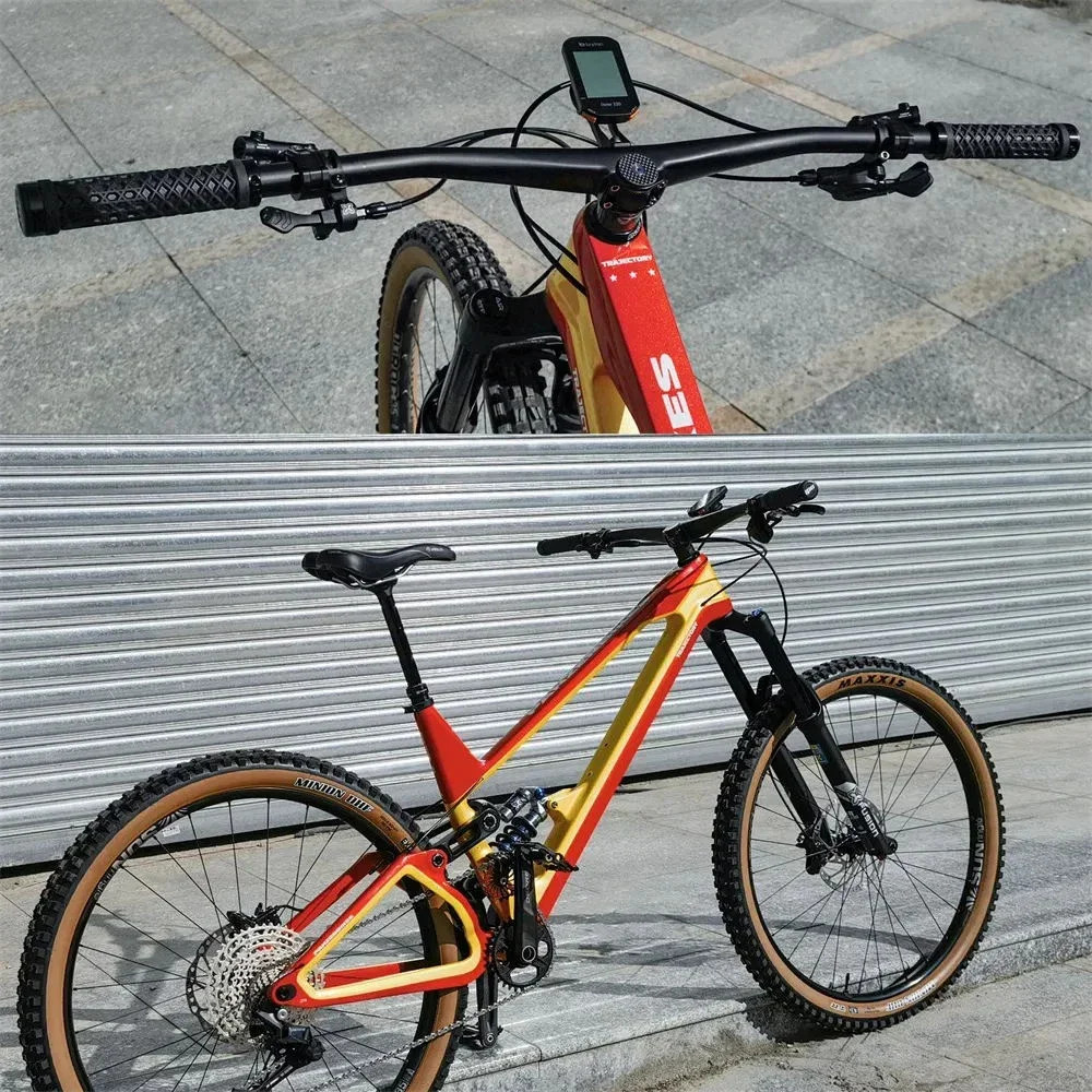 Carbon Fiber Integrated MTB Flat Riser Bar 720-800mm Width 28.6mm Steerer
