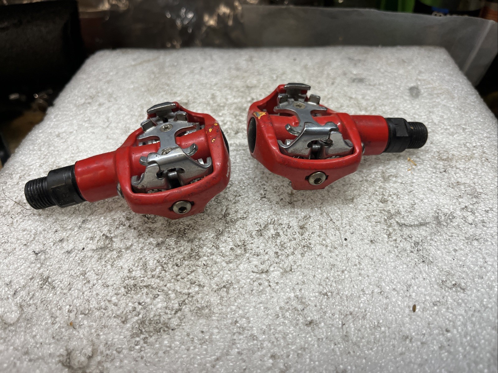 Wellgo Spd Clipless Pedals 9/16 Red Mtb Vintage