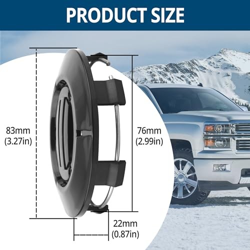 4PCS 3.25in Wheel Center Caps 83mm OD: 83mm/3.27in, ID: 76mm/2.99in Black