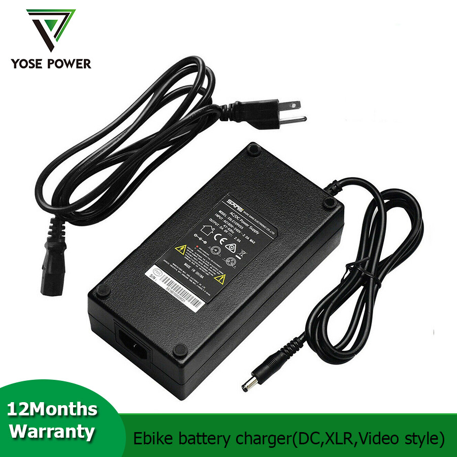 YOSE POWER Electric Bike Battery Charger Video XLR 3Pins DC2.1 Plug for 36V 48V