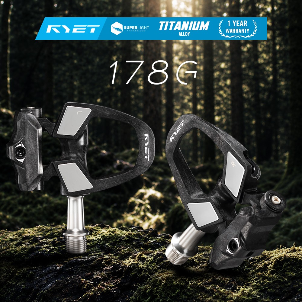 RYET Ultralight Carbon Pedals 178g Titanium Axle DU Bearings Road Bike Cycling