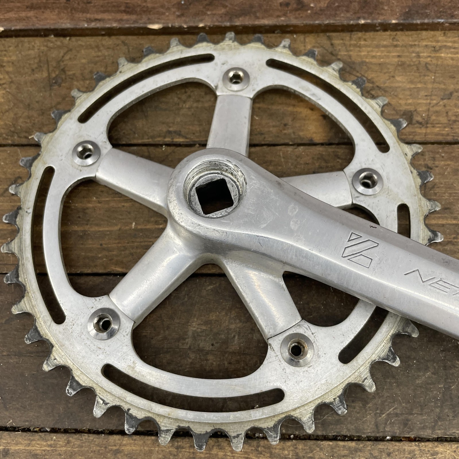Vintage Nervar Crankset 170 mm Single Chainring 9/16 Alloy BMX Road Bike Silver