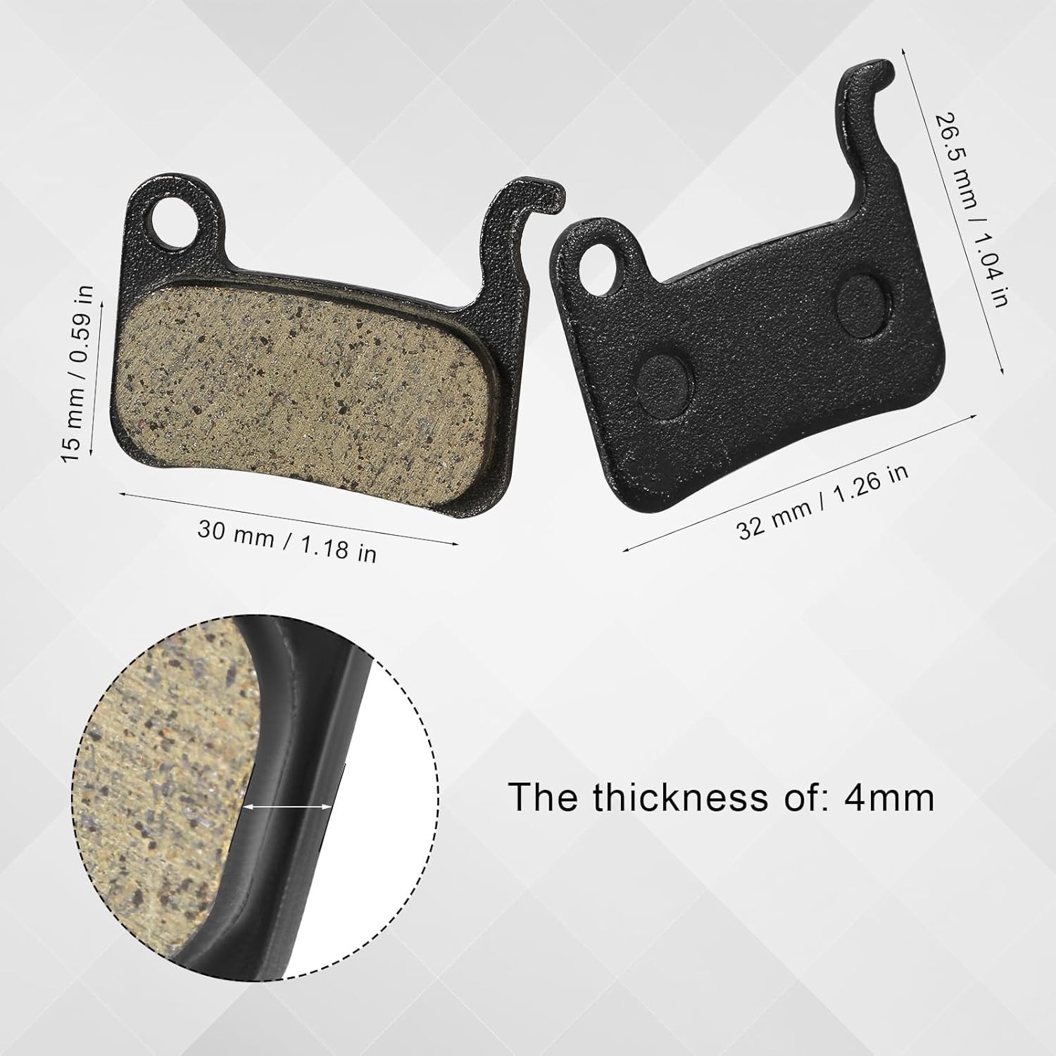 4 Pairs Bike Brake Pads, Resin Semi-Metal Bicycle Disc Brake Pads Ebike Brake
