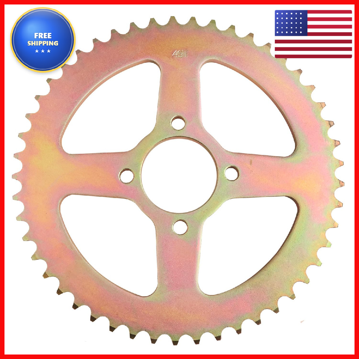 Ruiqimoto 530 Rear Chain 4 Hole Sprocket 49 Tooth For 50Cc 70Cc 90Cc 110Cc