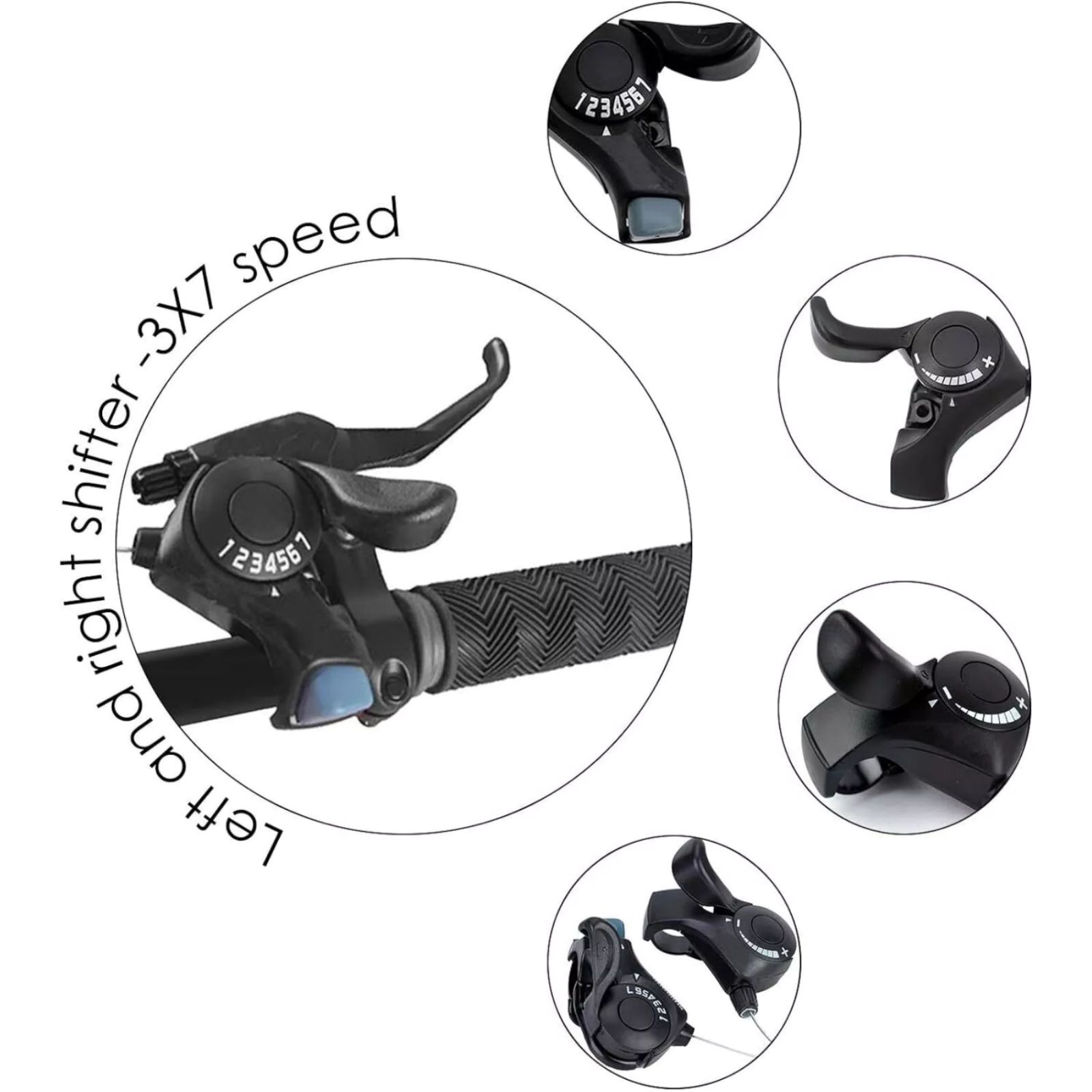 3×7 21-Speed Bike Shifters w/Optical Gear Display Left 3S Right 7S 22.2mm Clamp