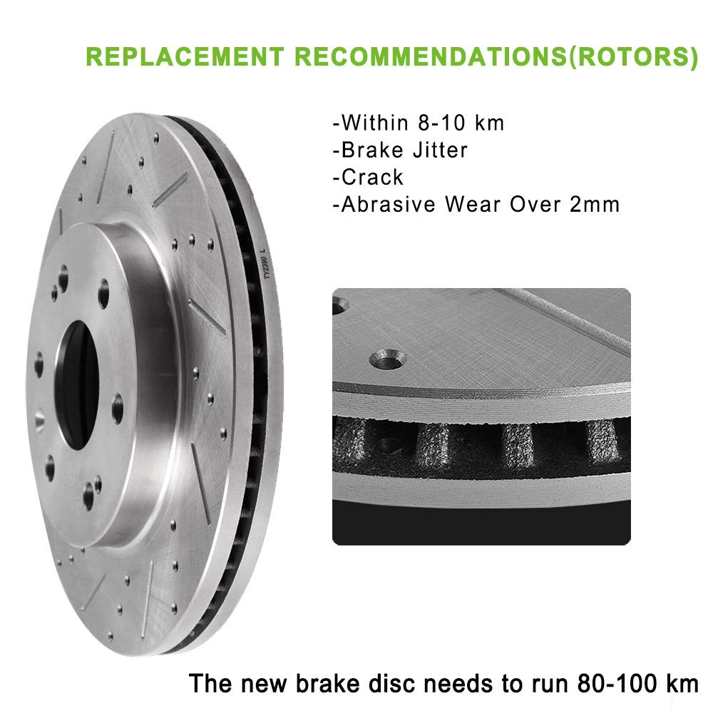 Scitoo Rear Brake Rotors 2Pcs Drilled Slotted Brakes Kit Fit For 2003-2009 For
