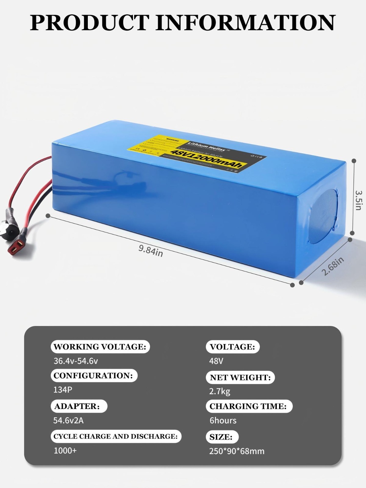 48V12Ah Electric Bicycle EBike Scooter Li-ion Battery With BMS High Performance