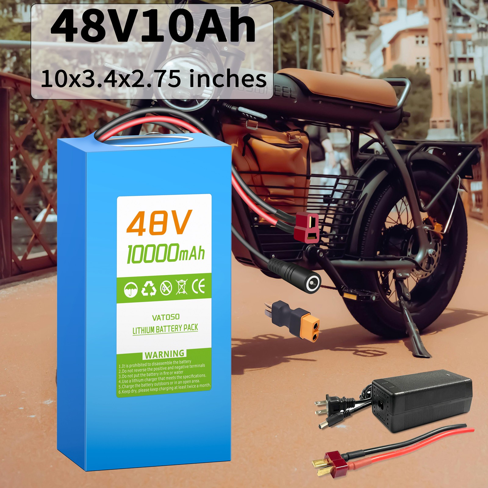 48V10AH Lithium Ebike Battery for 200W-1000W Ebike Electric Bicycle