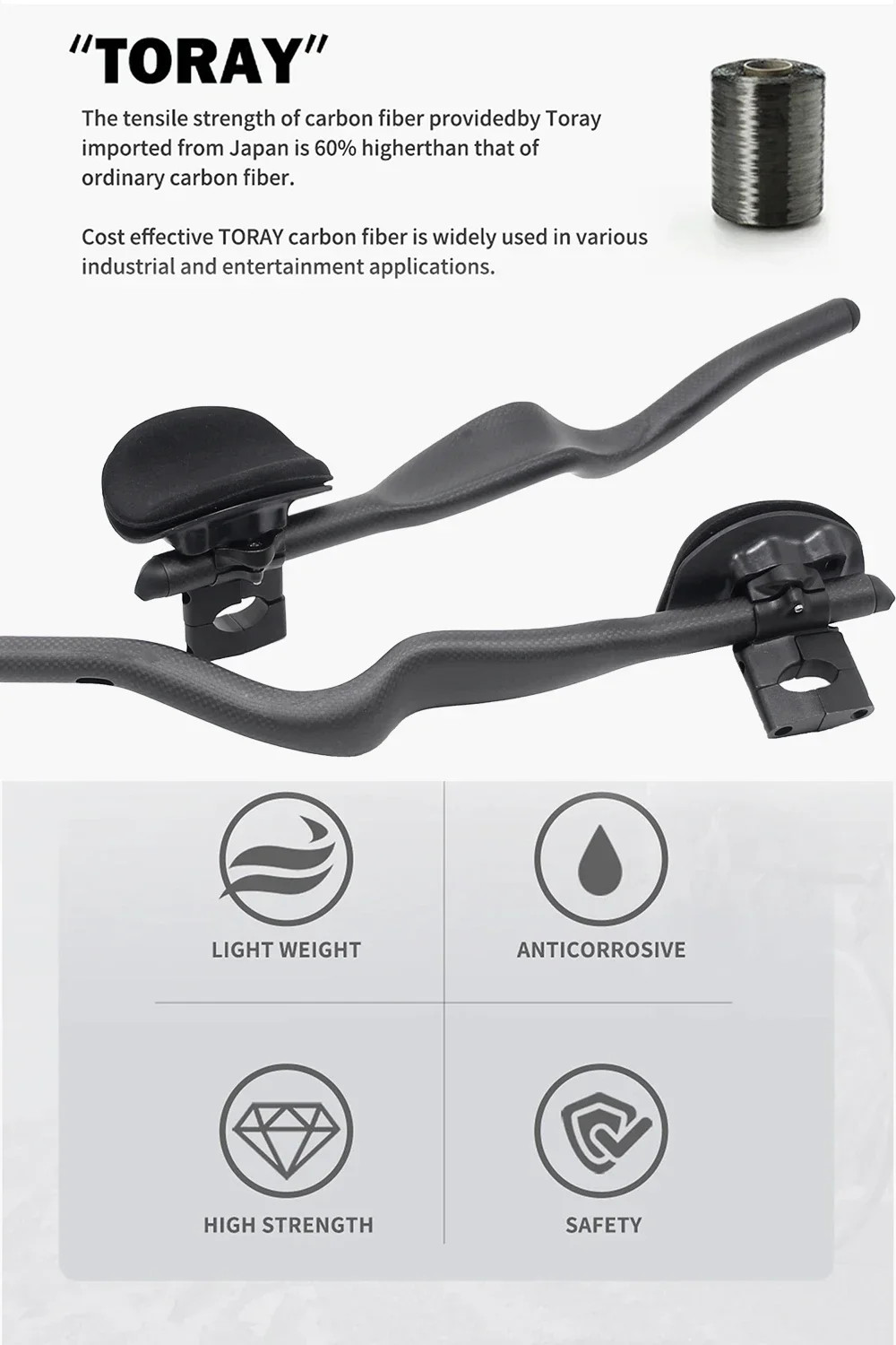 Road Bike Triathlon Time Trial Carbon Rest TT Handlebar 35 Degree Matte/Glossy