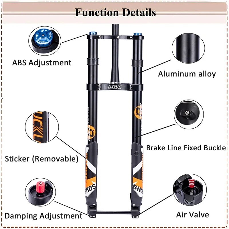 Thru Axle 15*150mm Inverted Air Suspension Fork 20/26Inch Snow E-bike Fat Fork