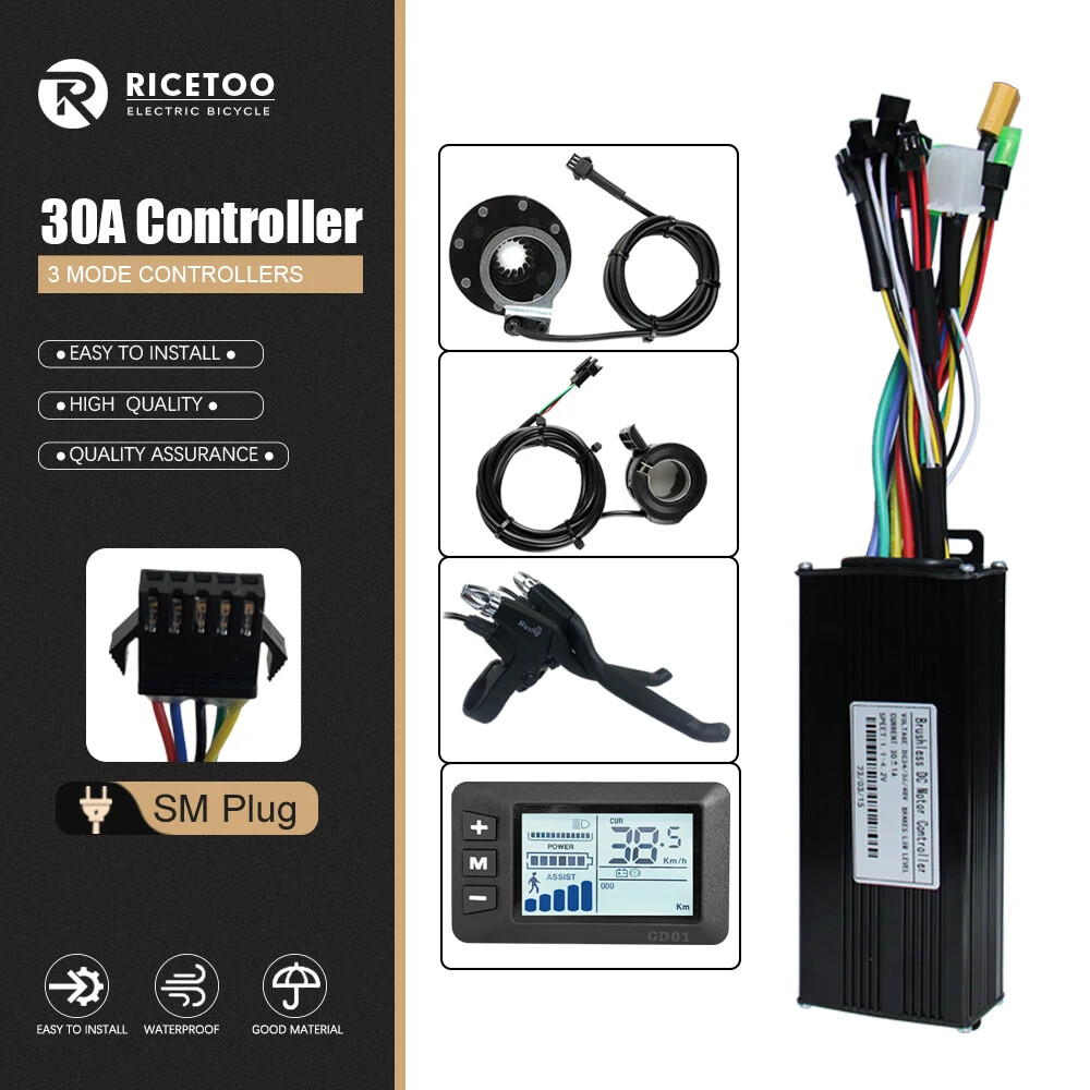 36/48V 17/26/30/40A 250-2000W Electric Bike 3 Mode Sinewave Brushless Controller